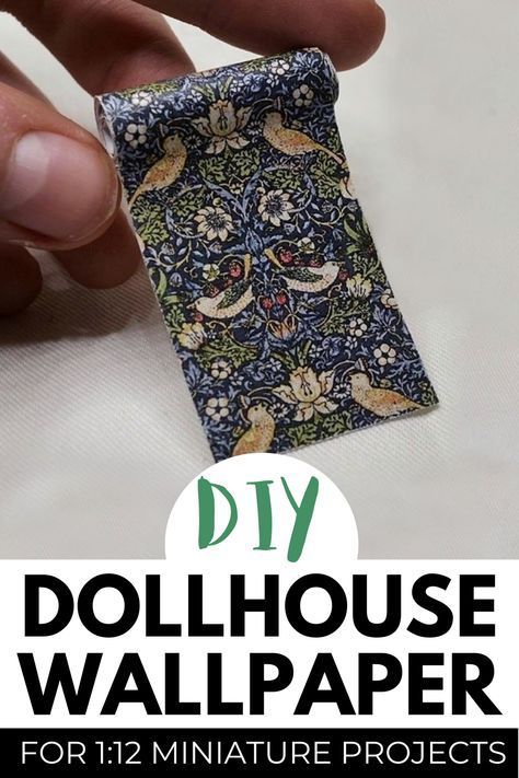 Build Miniature House, Diy Miniatures Tutorials Free Printable, Dollhouse Wallpaper Diy, Diy Dollhouse Miniatures Easy, Dolls House Wallpaper, Miniature Ceiling Light Diy, Beginner Miniatures, How To Wallpaper A Dollhouse, Miniature Doll Houses