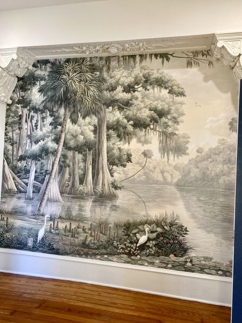 Swamp Theme Nursery, Bayou Aesthetic Decor, Bayou Themed Nursery, Louisiana Nursery Theme, Louisiana Interior Design, Louisiana Wallpaper, Swamp Mural, Swamp Nursery, Louisiana Nursery