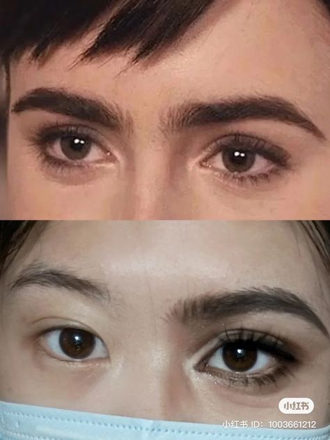 Lily Collins eye makeup transformation eyeshadow look xiaohongshu 小红书 weibo 新浪微博 douyin 抖音 ○ ID: 1003661212 Eye Makeup For Almond Hooded Eyes, Eyeliner Styles For Monolid Eyes, Eyeliner For Monolids, Eye Make Up For Monolid Eyes, Sick Makeup Look, Small Eye Makeup, Lily Collins Outfit, Downturned Monolid Eye Makeup, Small Eyes Makeup