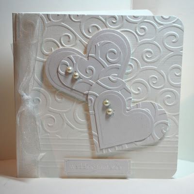 Wedding Acceptance Card, Cuttlebug Ideas, Cuttlebug Cards, Anniversary Cards Handmade, Elegant Weddings, Homemade Birthday Cards, White Cards, Wedding Cards Handmade, Creative Card