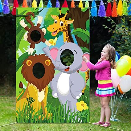 Jungle Safari Party Decorations, Jungle Backdrop, Jungle Animals Decorations, Background Funny, Animals Birthday Party, Jungle Animals Party, Jungle Party Decorations, Jungle Thema, Birthday Party Props