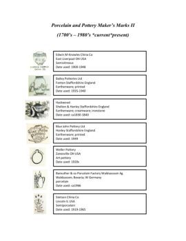 Porcelain and Pottery Maker’s Marks II (1700’s – 1980’s ... | AnyFlip Porcelain Marks, Pottery Makers, Weller Pottery, English Pottery, Pottery Marks, Maker’s Mark, Usa Art, Polish Pottery, Vintage Lamps