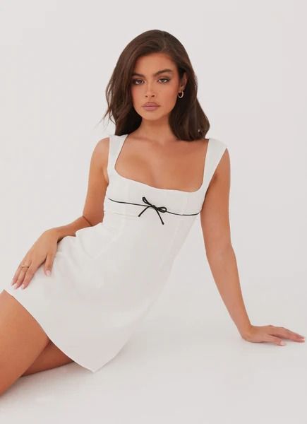 Cadence Mini Dress - White Sorority Rush Outfits, Rush Outfits, Formal Dresses Graduation, Corset Shirt, Audrey Dress, Silk Satin Dress, Cocktail Dress Formal, Long Sleeve Knit Dress, Strapless Tops