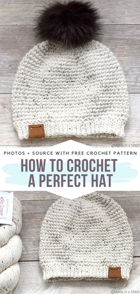 Easy One Skein Beanies Free Crochet Patterns - Free Crochet Patterns Easy Crochet Winter Hat, Crochet Patterns 1 Skein, Free Crochet Winter Hat Patterns, One Skein Crochet Hat, Crotchet Beanies Pattern Free, Free Crochet Patterns Beanie, 3 Skein Crochet Projects, Adult Crochet Hats Free Pattern, One Skein Crochet Patterns Free