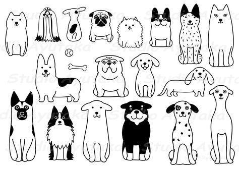 Weiner Dog Doodle, Folk Art Dogs, Funny Dog Doodles, Silly Dog Drawing, Dog Doodles Simple, Cartooning Tips, Doodle Dog Drawing, Pet Brochure, Dog Doodle Art