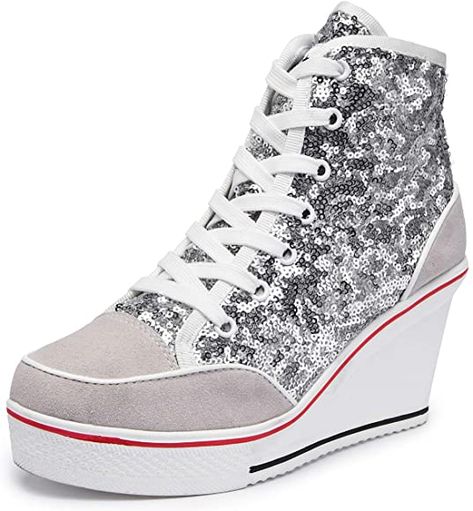 Women's Canvas Wedge Trainers 3.5-9 UK Ladies Lace Up Side Zip High Top Ankle Boots Sneaker Pump Sport Shoes: Amazon.co.uk: Shoes & Bags Wedge Trainers, Wedge Heel Sneakers, Lace Up Wedges, Sneaker Shoes, Sneaker Heels, Wedge Sneaker, Canvas Shoes, High Heel Shoes, Womens Shoes Sneakers