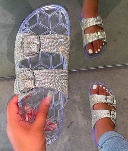 Cork Shoes, Glitter Slides, Cork Heel Sandals, Glitter Flip Flops, Rhinestone Slides, Cute Slides, Bling Sandals, Clarks Women, Bottega Veneta Shoes