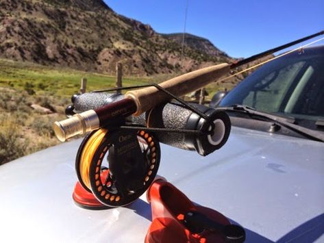 Fly Rod Holder For Truck, Fly Rod Holder, Idaho Camping, Fishing Gear Storage, Fishing Rod Rack, Fly Casting, Gear Storage, Rod Building, Rod Rack