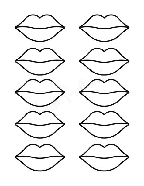 15 Pretty Lips Templates - Cassie Smallwood Printable Lips Template, Lip Template Drawing, Lip Template, Lips Template, Face Template Makeup, Lips Outline, Paper Lips, Lip Stencil, Lips Printable