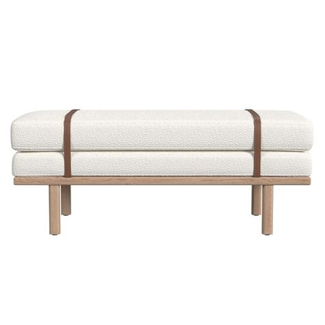 HomePop upholstered Bench with Wood Base - Cream Boucle - On Sale - Bed Bath & Beyond - 38412716 End Of Bed Bench, Metal Bench, Bed Bench, Ottoman Coffee Table, Ottoman Table, Wood Bench, Upholstered Bench, Furniture Outlet Stores, Upholstered Furniture