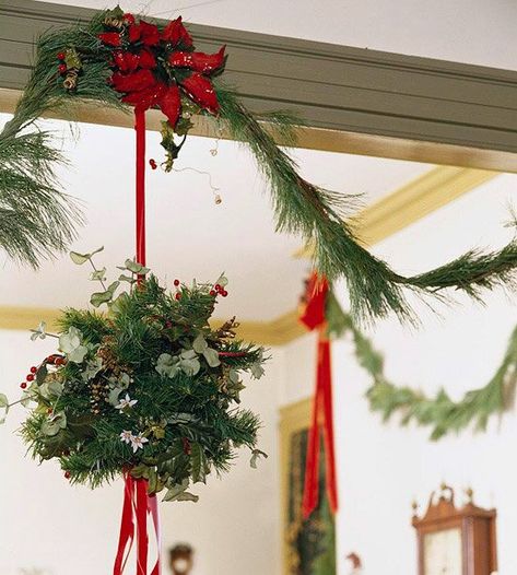 Madrigal Dinner, Mistletoe Ball, Greek Theme, Yule Tide, Greek Christmas, Winter Romance, Cottagecore Christmas, Kissing Balls, Christmas Mistletoe