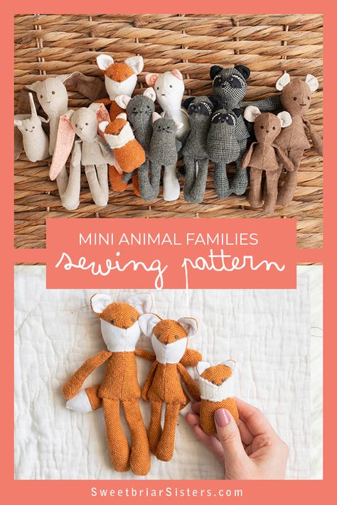 Mini Animal Sewing Pattern, Small Animal Sewing Patterns, Small Stuffed Animal Patterns, Mini Plush Pattern, Small Felt Animals, Small Stuffed Animal Patterns Free, Felt Dolls Diy, Giraffe Sewing Pattern, Mini Stuffed Animals