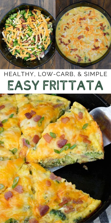 This Easy Frittata Recipe is packed with bacon, broccoli and cheddar cheese! Perfect for meal prep, brunch or a delicious weekend dinner. This low-carb recipe is naturally keto-friendly, gluten-free, and nut-free. Skip the crusty quiche and make this frittata for Easter, brunch, or your next get-together! Low Fodmap Frittata, Baked Egg Frittata Recipes, Make Ahead Frittata Recipes, Low Carb Brunch Ideas, Diebitic Meals Breakfast, Virta Friendly Recipes, Recipes For Diabetics Meals Easy, Keto Frittata Recipes, Keto Brunch Ideas