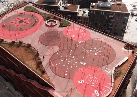 Playground and training with a view over the Copenhagen harbour Playground Landscape, Parking Structure, Landscaping Software, Green Facade, Basketball Courts, Playground Design, Urban Furniture, Urban Park, Landscaping Supplies