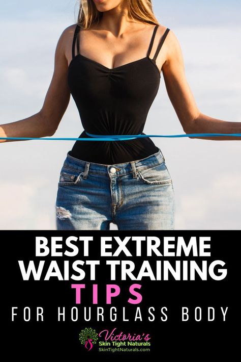 Every woman secretly wants a small waist that is defined, but you don't have to use extreme waist training to achieve the beautiful fit curves you desire. Find out how to safely reshape your waist and feel more confident. #extremewaisttrianing #corsets #badasshourglass #hourglassbody #waisttraining #smallwaist #skintightnaturals Tighten Stomach Skin, Sweating Remedies, Tighten Stomach, Fit Curves, Skin Tightening Stomach, Loose Belly, Best Waist Trainer, Corset Training, Celebrity Workout