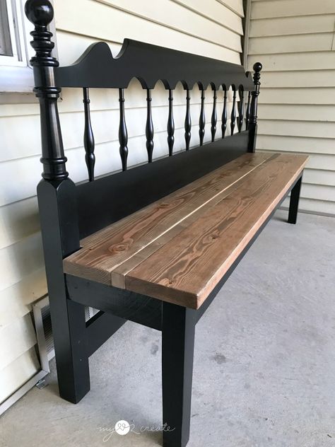 Upcycling, Bench From Headboard, Kingsize Headboard, Faux Mantel, Faux Headboard, Gazebo Curtains, Repurposed Headboard, Headboard Projects, Headboard Benches