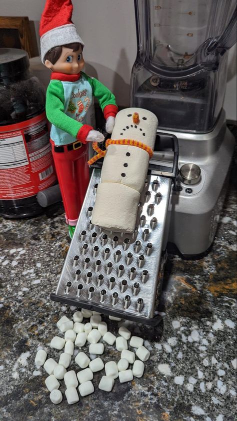 Elf Cheese Grater, Elf On The Shelf Cheese Grater, Elf Ideas With Marshmallows, Elf Marshmallows, Elf On The Shelf Marshmallows, Elf On Shelf Marshmallow Ideas, Marshmallow Elf On The Shelf Ideas, Elf On The Shelf With Marshmallows, Elf On The Shelf Ideas Marshmallows