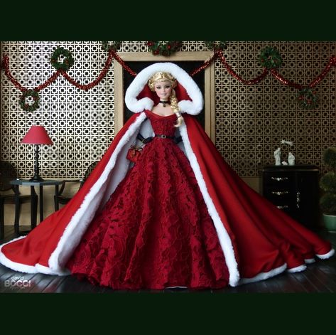 Mrs. Claus / David Bocci Christmas Gown, Sewing Barbie Clothes, Barbie Collector Dolls, Barbie Fashionista Dolls, Barbie Dress Fashion, Christmas Barbie, Barbie Clothes Patterns, Barbie Gowns, Doll Clothes Barbie