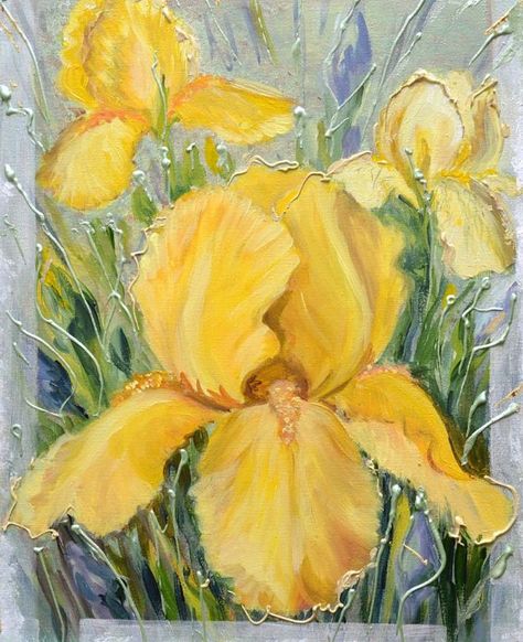 Iris Painting, Acrylic Painting Diy, Acrylic Painting Flowers, Acrylic Painting Lessons, Painting Ideas On Canvas, Acrylic Painting For Beginners, Canvas Painting Diy, Acrylic Painting Techniques, Acrylic Painting Tutorials