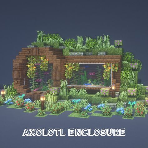 Axolotl Enclosure, Chalet Minecraft, Easy Drawing Ideas For Beginners, Villa Minecraft, Construction Minecraft, Minecraft Garden, Minecraft Decoration, Enclosure Design, Rumah Minecraft Sederhana