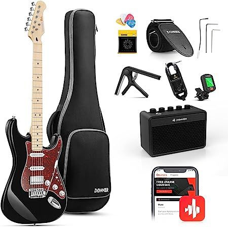 Blue Electric Guitar, Electric Guitar Kits, Mini Amplifier, Electric Guitar And Amp, Guitar Kits, Guitar For Beginners, Guitar Pickups, Guitar Accessories, Body Electric