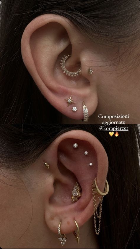 Piercing Curation, Aesthetic Piercings, Ear Aesthetic, Ear Project, Unique Ear Piercings, Piercing Inspo, Pretty Ear Piercings, Piercing Ideas, Belly Piercing