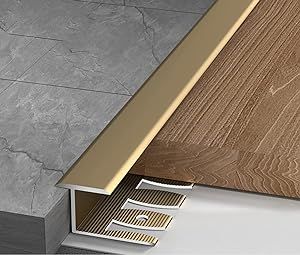 Gold Transition Strip, Floor Transition Strip, Floor Transition, Transition Strips, Vinyl Tile Flooring, Tile Trim, Tile Floors, Blank Space, Vinyl Tile