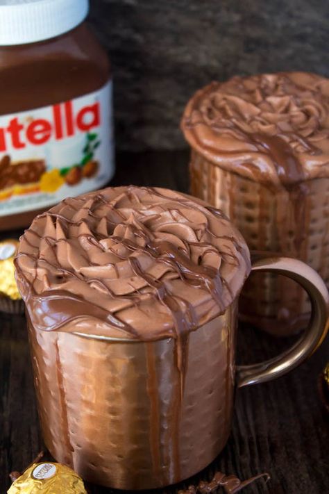 Nutella lovers gather around! This Nutella Hot Chocolate is thick, rich, creamy and decadent! Topped with Nutella Whipped Cream, melted Nutella, chopped hazelnuts and Ferrero Rochers — this is the ultimate drink for every Nutella fanatic! Nutella Drinks, Nutella Drink, Nutella Whipped Cream, Nutella Hot Chocolate, Nutella Lover, Chocolate Whipped Cream, Chocolate Nutella, Nutella Recipes, Gluten Free Chocolate