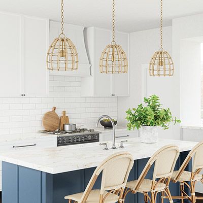 Wren 1-Light Pendant | Capital Lighting Fixture Company White Beach Kitchen, Modern Kitchen Pendants, Coastal Pendant, Farmhouse Wall Sconces, Farmhouse Style Lighting, Boho Lighting, Modern Farmhouse Lighting, Rattan Pendant Light, Capital Lighting