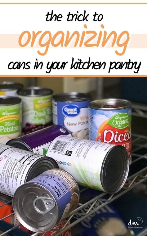 How to organize cans in a pantry and streamline the food you eat so you are saving big money on your grocery budget. Canned goods organizing tips for the kitchen pantry. Containers that work best to organize cans of soup. How to organize jars of sauce in your kitchen. #cannedgoodorganizing #organizecannedgoods #organizepantrycans Organizing Canned Goods In Pantry, Pantry Canned Goods Organization, Canned Good Storage, Pantry Can Organization, Grocery Organization, Food Rotation, Deep Pantry, Pantry Layout, Pantry Baskets