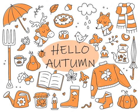 Fall Decor Drawings, Cute Fall Doodles, Autumn Drawing Ideas, Cozy November, Autumn Drawing, Fall Doodles, Banner Doodle, Drawing Autumn, Autumn Doodles