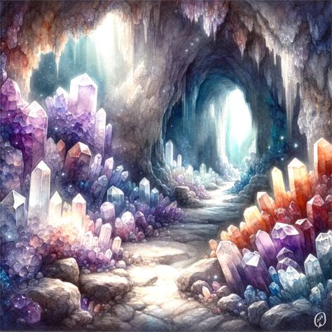 💎🏞️ Day 21 delves into the mystical depths of a Crystal Cave. Even though the texture didn’t turn out as hoped, and the crystal cluster stamps didn’t quite hit the mark, there's still magic in those deep purples and blues that fill the cave. Let’s learn from every stroke and grow—each piece brings us closer to mastering our craft. On to the next adventure in art! 🎨✨ #CrystalCave #ElementalMagic #AprilArtChallenge #ArtisticGrowth #ProcreateCrystals #CaveArt #PurpleAndBlue #tucumcariartcit... Crystal Cluster Art, Gem Cave, Magical Cave, Souls Purpose, On To The Next Adventure, Crystal Artwork, Giant Crystal, Cave Drawings, Crystal City