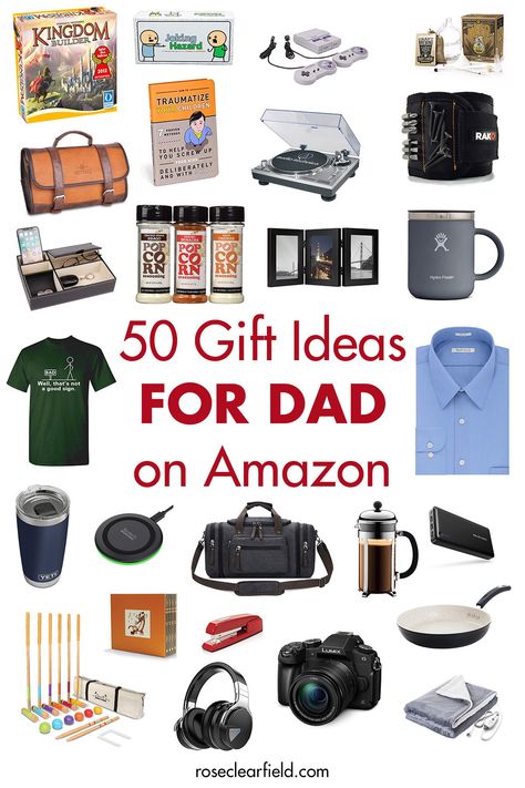 50+ gift ideas for Dad on Amazon. Unique gifts for birthdays, Christmas, Father's Day, and more! #giftideas #dadgifts #uniquedadgifts #birthdaygiftsfordad #giftsonAmazon Thoughtful Father’s Day Gifts, Father Gift Ideas Birthday, What To Get Dad For Christmas, Dad Bday Gift Ideas, Ideas For Dad's Birthday, Father’s Day Gifts, Fathersday Gift Ideas, Dad Christmas Gift Ideas, Gift Ideas For Dad Birthday