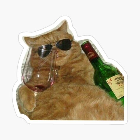 Aesthetic Drink Stickers, Aesthetic Stickers Random, Cool Stickers Art, Funny Sticker Ideas, Cute Sticker Ideas, Cat Drinking Wine, Drinking Stickers, Stiker Laptop, Drinks Stickers