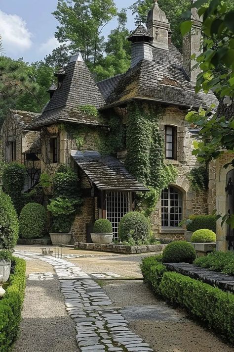 56 Stunning French Country House Exteriors French Country Manor Exterior, Normandy Style Homes, French City House, French Style Homes Interiors, French Provincial Exterior House, France House Aesthetic, French Villa Exterior, French Country House Plans One Story, Country House Exteriors