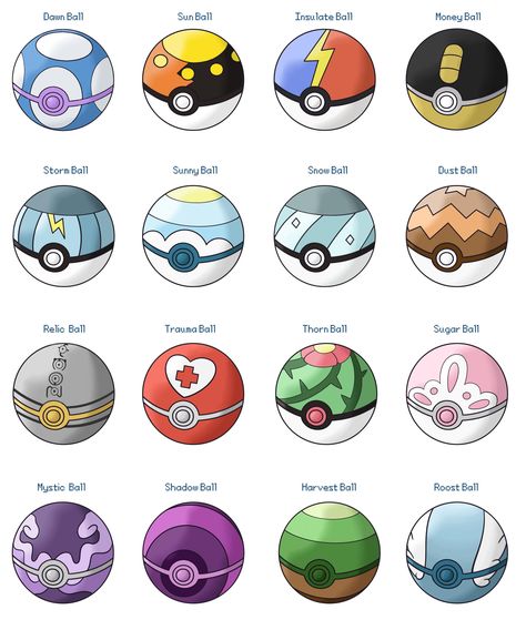 Pokeballs Pokeball Types, Pokeball Art, Accessories Sketch, Evoluzioni Eevee, Pokemon Balls, Evolution Pokemon, Pikachu Pokeball, Original 151, Kartu Pokemon