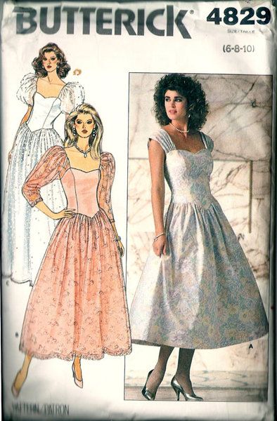 Butterick 4829 Retro 1980s Evening Dress with Sweetheart Neckline Sewing Pattern Sz 6-10 Butterick Patterns Vintage, Patron Vintage, Wedding Dresses Cinderella, Fancy Wedding Dresses, Dress Sleeve Length, Butterick Pattern, Dress Making Patterns, Bodice Dress, Butterick Sewing Pattern