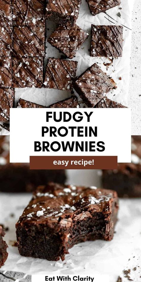 Fudgy Protein Brownies Homemade Fiber One Brownies, Protein Zucchini Brownies, Easy Protein Brownies, High Protein Brownies, Protein Brownie, Healthier Brownies, Healthy Brownie Recipe, Protein Powder Brownies, Protein Brownies Recipe