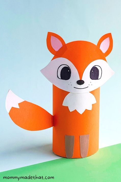 Fox Craft, Orange Craft, Toilet Roll Craft, Marker Crafts, Paper Fox, Fox Crafts, Toilet Paper Crafts, Fox Kids, Pink Crafts