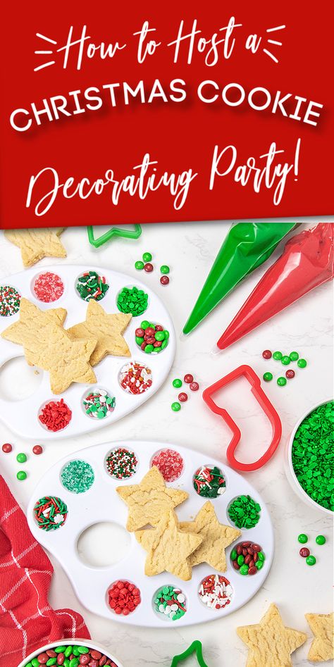 Sugar Cookie Decorating For Kids, Kids Cookie Decorating, Kids Christmas Cookie Decorating, Easy Cookie Decorating For Kids, Christmas Class Party Food, Christmas Cookies Decorating Party, Cookie Decorating Party Ideas, Cookie Decoration Party, Christmas Cookie Decorating Party Ideas