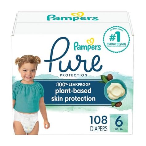 Pampers Pure Protection Diapers - Size 6, One Month Supply (108 Count), Hypoallergenic Premium Disposable Baby Diapers (Packaging May Vary) Designer Prints, Baby Cleaning Products, Baby Protection, Baby Skin, Baby Care, Skin Protection, Childcare, Skin Health, Fragrance Free Products