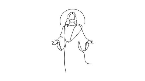 Simple Jesus Drawing, Simple Christian Drawings, Jesus Christ Sketch, Jesus Drawing Easy, Jesus Outline, Jesus Line Art, Drawing Of Jesus, Christ Pictures, Bias Tape Quilt