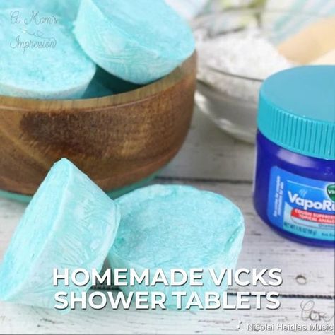 Homemade Vapor Rub Shower Cubes, Vicks Shower Melts Diy, How To Make Shower Steamers, Diy Vicks Vapor Rub, Vapor Rub Shower Melts, Diy Vicks, Shower Cubes, Homemade Vicks, Vicks Shower