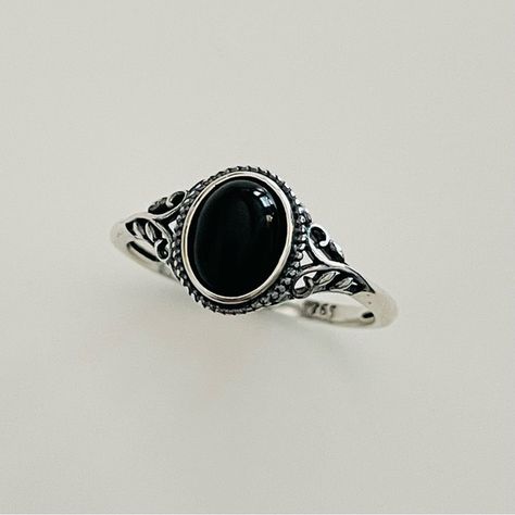 Sterling Silver Solitaire Black Agate Ring with Swirly, Onyx Ring, Wedding Ring Black Obsidian Ring, Black Agate Ring, Silver Ring Wedding, Obsidian Ring, Onyx Engagement Ring, Turquoise Ring Silver, Midi Ring, Black Onyx Ring, Agate Ring