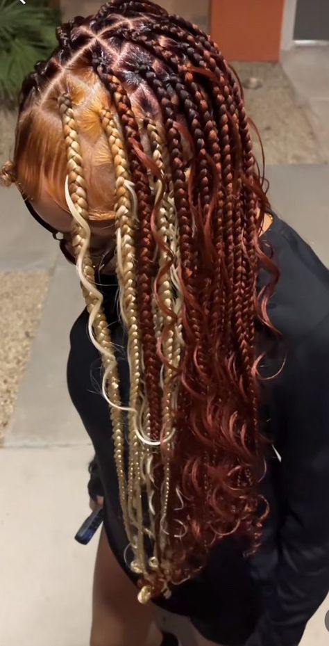 https://pin.it/160brlC8r Copper And Blonde Braids, Pretty Braids, Goddess Braids Hairstyles, Blonde Braids, Box Braids Hairstyles For Black Women, Cute Braided Hairstyles, Braided Hairstyles For Teens, Cute Box Braids Hairstyles, Quick Braided Hairstyles