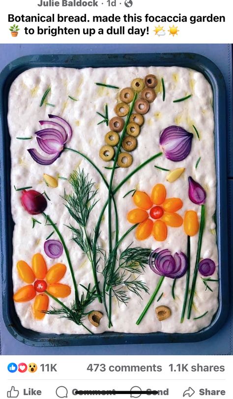 Focaccia Flatbread, Decorate Bread, Foccacia Recipe, Syrian Food, Artisan Bread Recipes, Bread Art, Tea Party Food, Cute Baking, Focaccia Bread