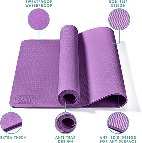 Amazon.com : CHABAEBAE Better For Joints Extra Thick Wide Yoga Mat 72" x 32" x 1/3" Shock Absorbing Cushioned Yoga Mat | Padded Yoga Mat Non Slip Workout Mat, Extra Large Yoga Mat, Pilates Mat : Sports & Outdoors Large Yoga Mat, Workout Mat, Pilates Mat, Efficient Workout, Mat Pilates, Floor Workouts, Small Business Branding, Mat Exercises, Home Gym