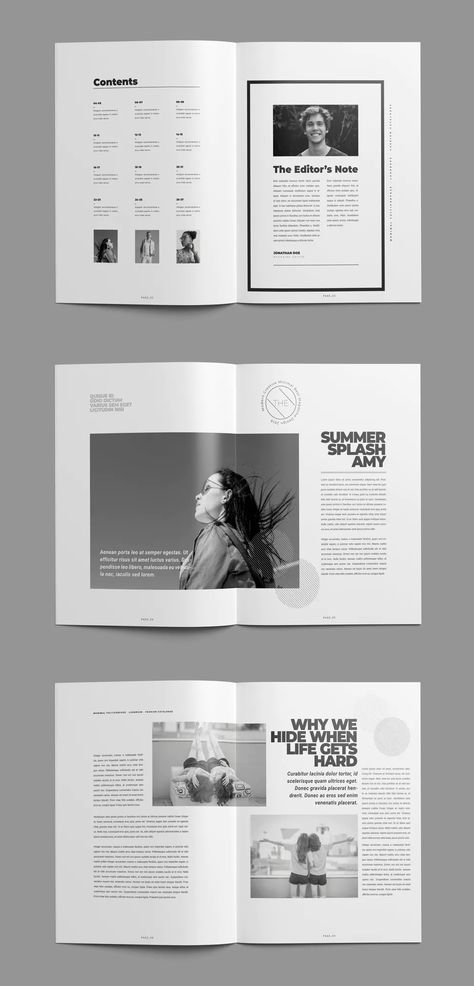 Minimal Magazine Design Template. 28 Custom Pages. A4 & US Letter Minimal Publication Design, Context Page Design, Minimal Booklet Design, About Us Page Design Layout, Minimal Editorial Layout, Book Publication Design, A4 Booklet Design, Minimal Magazine Design, Minimal Book Design