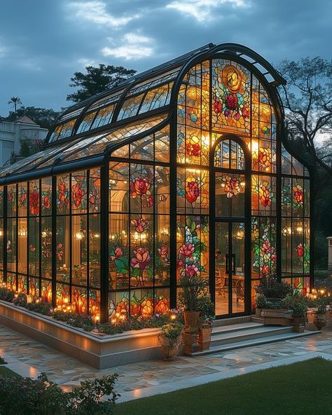 Gardening Club USA Glass Gazebo, Glass Green House, Greenhouse Cafe, Gardening Club, Glass Greenhouse, Home Greenhouse, Witch Garden, Glass Window Art, Building House Plans Designs