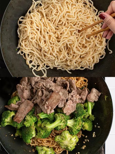 Stir-Fried Lo Mein With Beef and Broccoli Recipe Beef And Broccoli Lo Mein, Broccoli Lo Mein, Beef Lo Mein, Beef And Broccoli Recipe, Lo Mein Noodles, Fried Rice Noodles, Beef And Broccoli, Broccoli Recipe, Broccoli Stir Fry